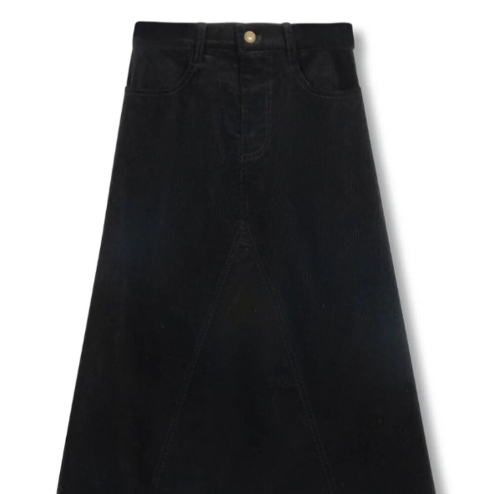 Black Faint Corduroy Teen Skirt